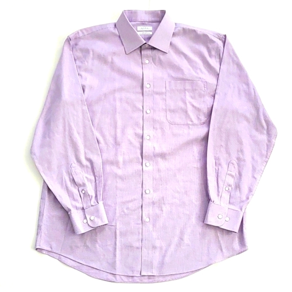 3/$20 Enro Purple Houndstooth Non-Iron Button Up Dress Shirt